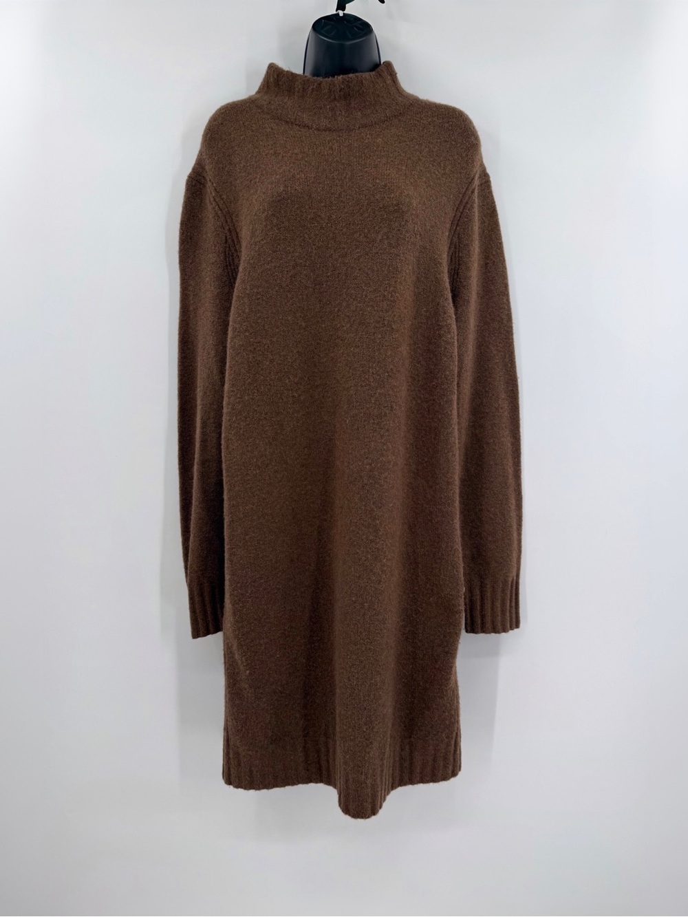 J.Crew Merino Wool Alpaca Blend Mock Neck Sweater Dress | Brown | Large